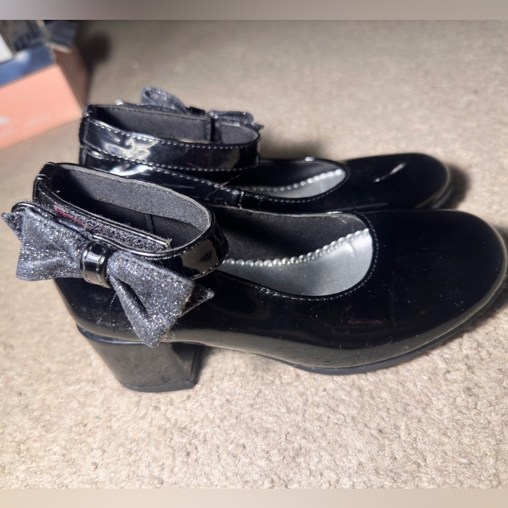 Rachel shoes Lil janet dress shoes black with glittery bow on ankle strap Sz 12 - Picture 3 of 8